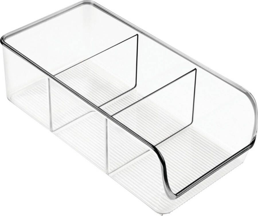 IDesign Open Opbergbox met 3 Vakken 14 x 27.9 x 8.9 cm Kunststof Transparant Linus