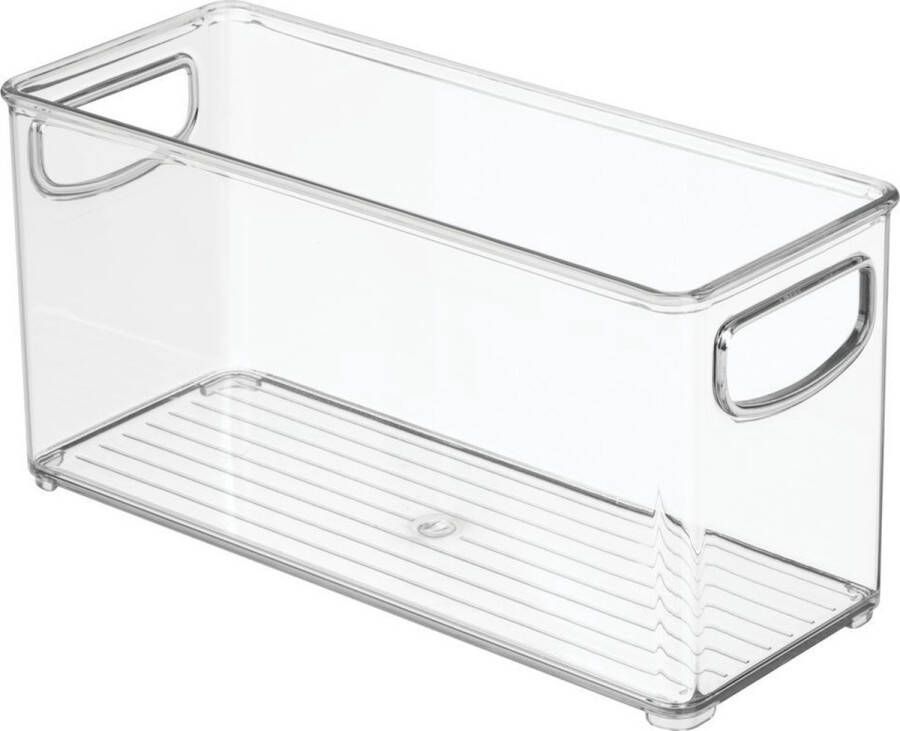 IDesign Opbergbox met Handvaten 10.2 x 25.4 x 12.7 cm Stapelbaar Kunststof Transparant Kitchen Binz