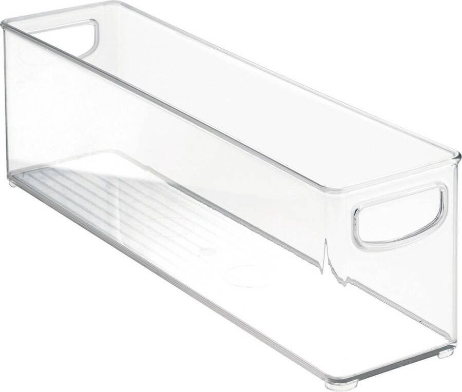 IDesign Opbergbox met Handvaten 10.2 x 40.6 x 12.7 cm Stapelbaar Kunststof Transparant Kitchen Binz