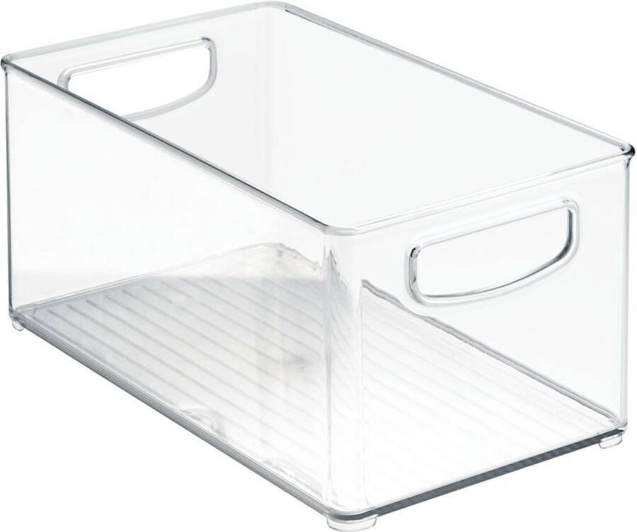 IDesign Opbergbox met Handvaten 15.2 x 25.4 x 12.7 cm Stapelbaar Kunststof Transparant Kitchen Binz