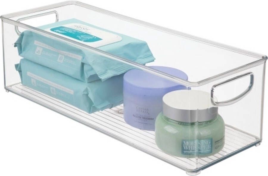 IDesign Opbergbox met Handvaten 15.2 x 40.6 x 12.7 cm Stapelbaar Kunststof Transparant Kitchen Binz