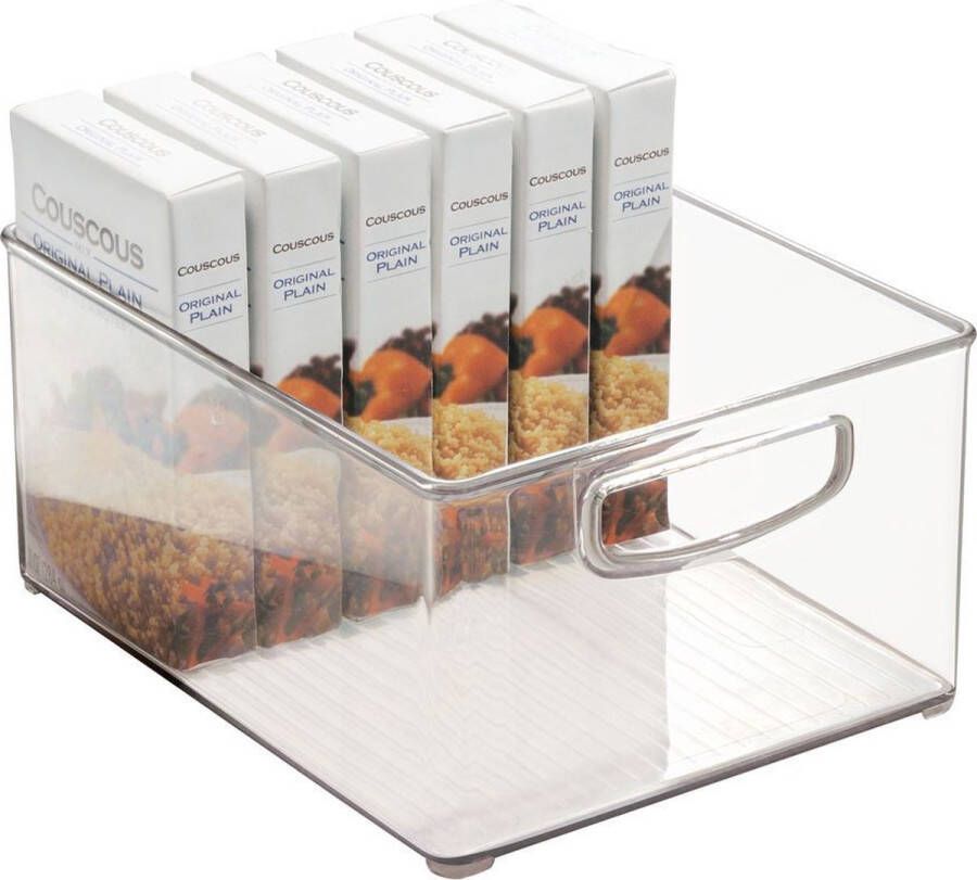 IDesign Opbergbox met Handvaten 20.3 x 25.4 x 12.7 cm Stapelbaar Kunststof Transparant Kitchen Binz