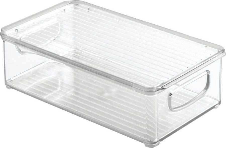 IDesign Opbergbox met Deksel 15.2 x 25.4 x 7.6 cm Stapelbaar Kunststof Transparant Kitchen Binz