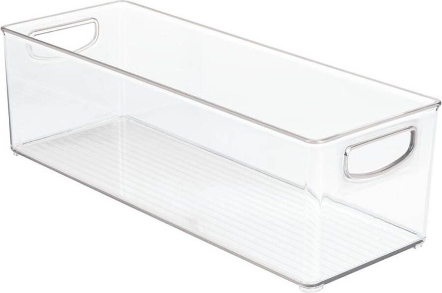 IDesign Opbergbox met Handvaten 15.2 x 40.6 x 12.7 cm Stapelbaar Kunststof Transparant Kitchen Binz