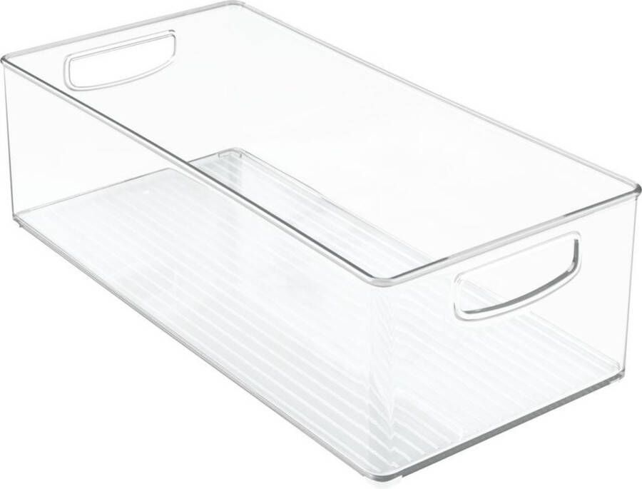 IDesign Opbergbox met Handvaten 20.3 x 40.6 x 12.7 cm Stapelbaar Kunststof Transparant Kitchen Binz