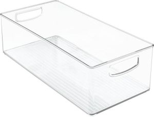 IDesign Opbergbox Met Handvaten 20.3 X 40.6 X 12.7 Cm Stapelbaar Kunststof Transparant Kitchen Binz
