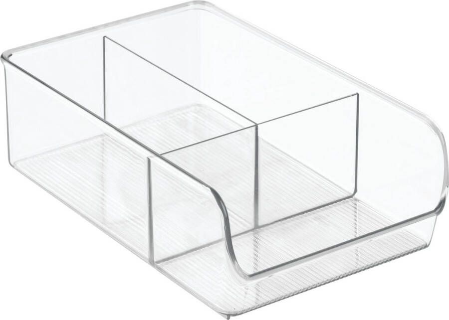 IDesign Open Opbergbox met 3 Vakken 17.8 x 27.9 x 8.9 cm Kunststof Transparant Linus