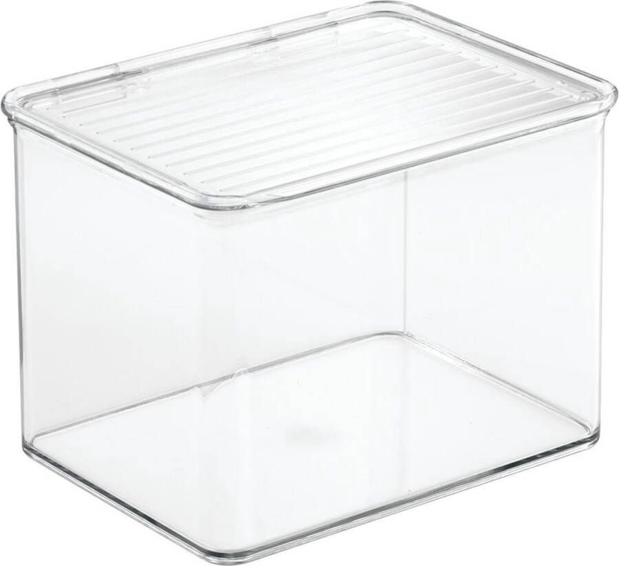 IDesign Opbergbox met Deksel 17.2 x 14.2 x 12.7 cm Stapelbaar Kunststof Transparant Kitchen Binz