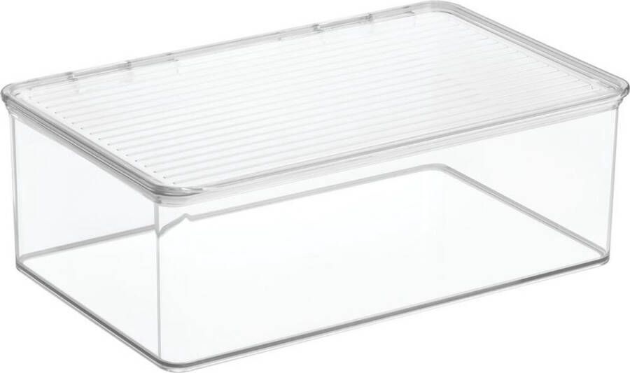 IDesign Opbergbox met Deksel 27.3 x 18.4 x 9.5 cm Stapelbaar Kunststof Transparant Kitchen Binz