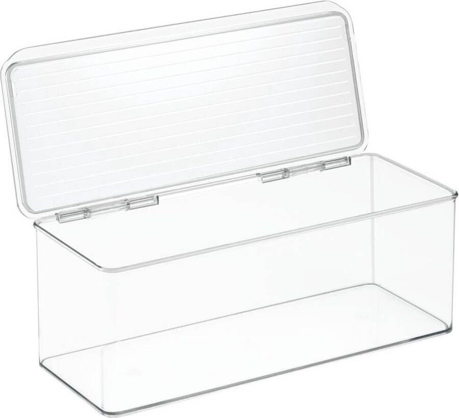 IDesign Opbergbox met Deksel 34.3 x 14.6 x 12.7 cm Stapelbaar Kunststof Transparant Kitchen Binz