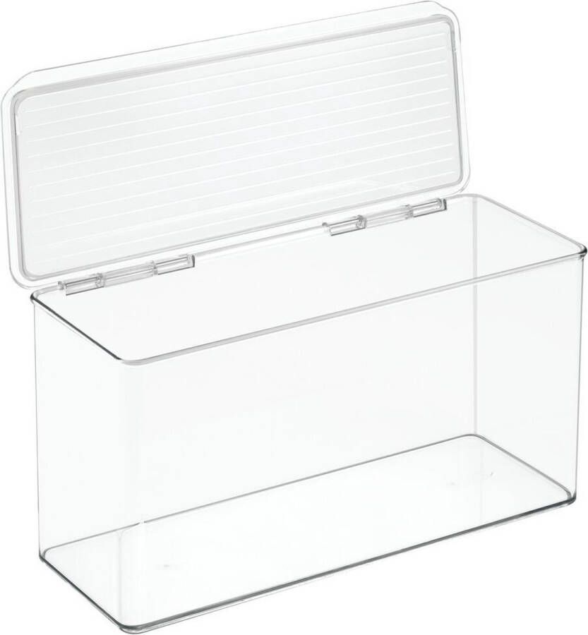 IDesign Opbergbox met Deksel 34.3 x 14.6 x 17.8 cm Stapelbaar Kunststof Transparant Kitchen Binz