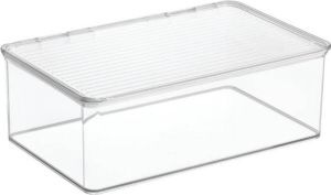 IDesign Opbergbox Met Deksel 34.3 X 14.6 X 12.7 Cm Stapelbaar Kunststof Transparant Kitchen Binz