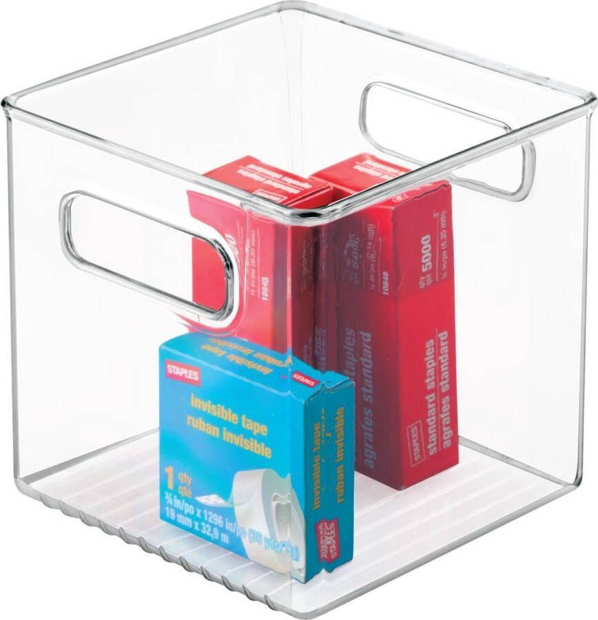 IDesign Opbergbox met Handvat 15.5 x 15.5 x 15.5 cm Kunststof Transparant Linus