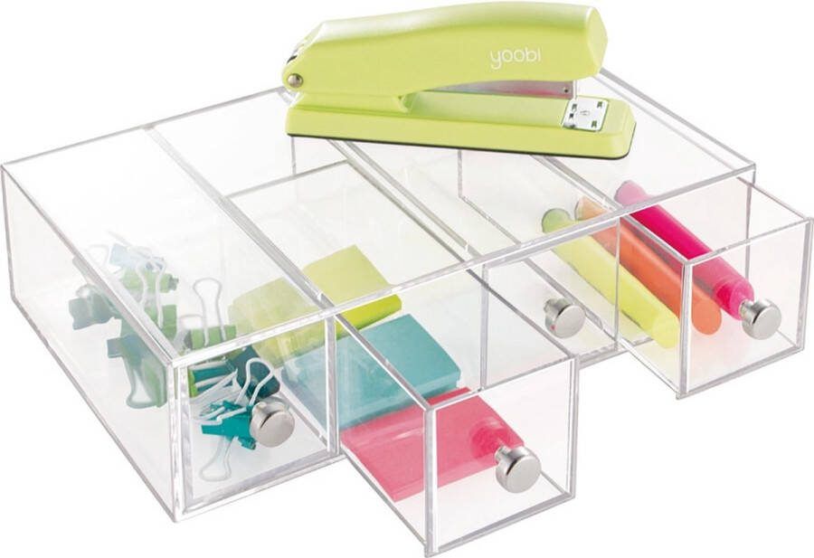 IDesign Drawers Tower met 4 Laden Kunststof Transparant