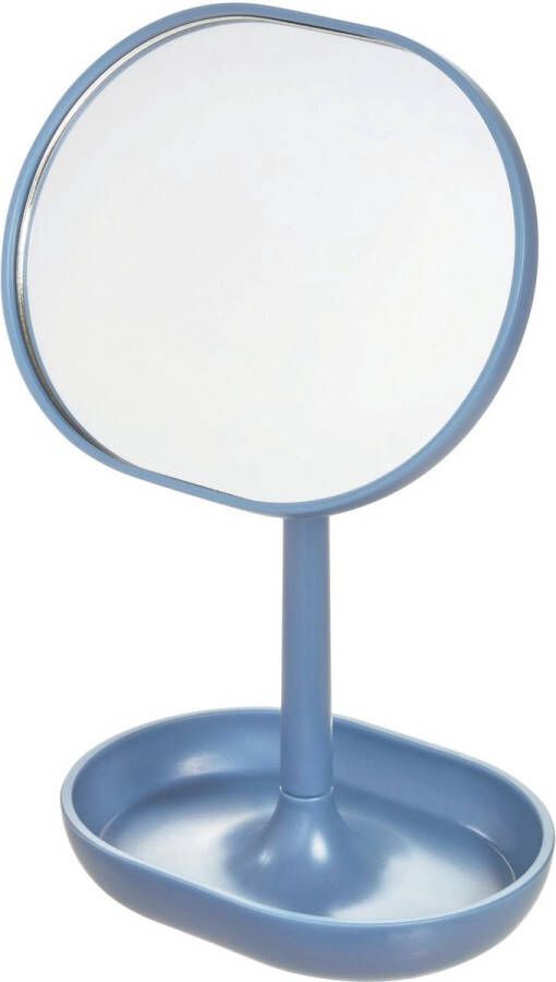 IDesign Spiegel met Bakje Staand 16.5 x 11.3 x 19.8 cm Kunststof Blauw Cade