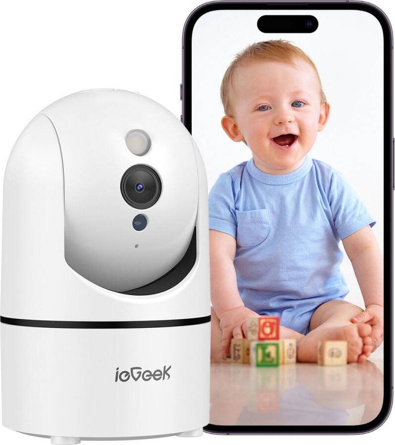 IeGEEK 1080P Pan Tilt beveiligingscamera voor babyfoon WiFi huisdiercamera bewegingsdetectie en tracking 2-weg audio 360 ° PTZ werkt met Alexa