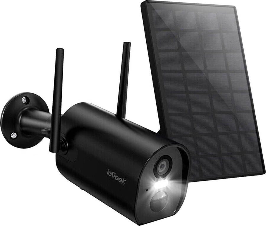IeGEEK 2K Bewakingscamera Buiten Draadloos met Batterij Solar WiFi Beveiligingscamera voor thuis met Zonnepaneel en PIR Bewegingsdetectie Kleuren Nachtzicht CCTV IP Camera Security