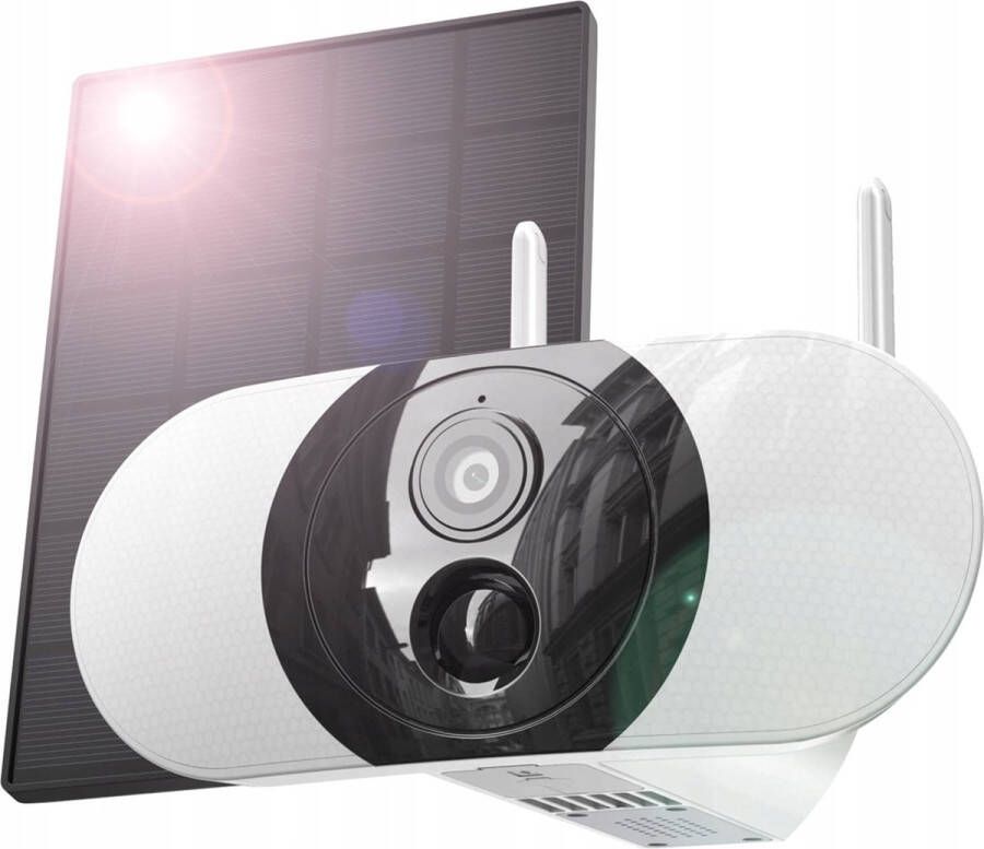 IeGEEK 2K Solar Beveiligingscamera Buiten met Kleuren Nachtzicht Draadloze CCTV Camerasystemen op Batterijen WiFi Buitencamera Beveiligingscamera Voor Thuis Geluid Schijnwerper Alarm Bewegingsdetectie Spraakintercom