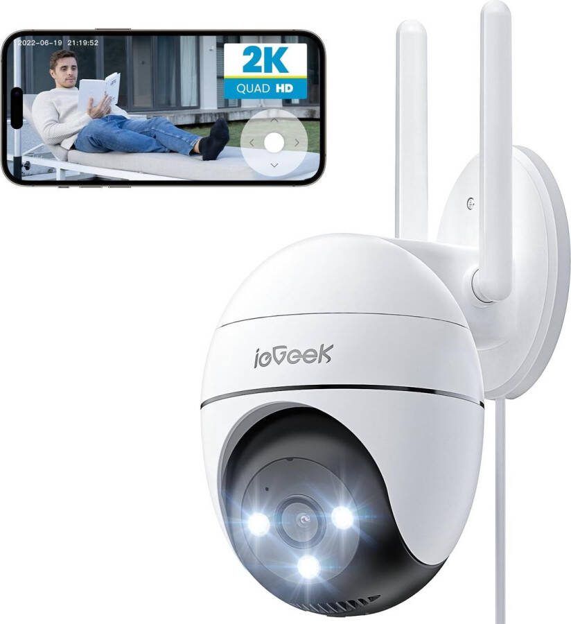IeGEEK Beveiligingscamera Buiten 2K Bewakingscamera WiFi Camera Beveiliging Nachtzicht 24 7 Opname 360° Bewegingsdetectiealarm Tweerichtingsaudio Waterdicht Recorder Lokale Opslag 2.4G