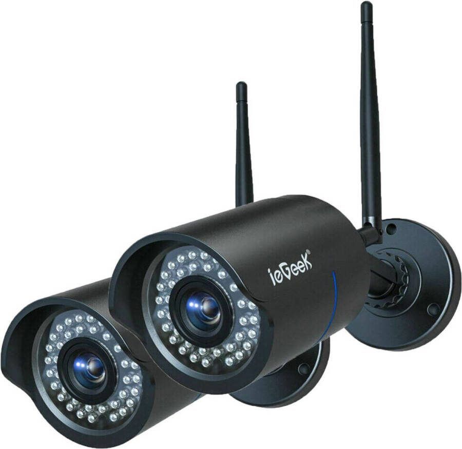 IeGEEK Beveiligingscamera Buiten 2K Bewakingscamera WiFi Camera Beveiliging Nachtzicht 24 7 Opname Bewegingssensor Tweerichtingsaudio IP66 Waterdicht Recorder Lokale Cloud Opslag 2.4G 2 stuks