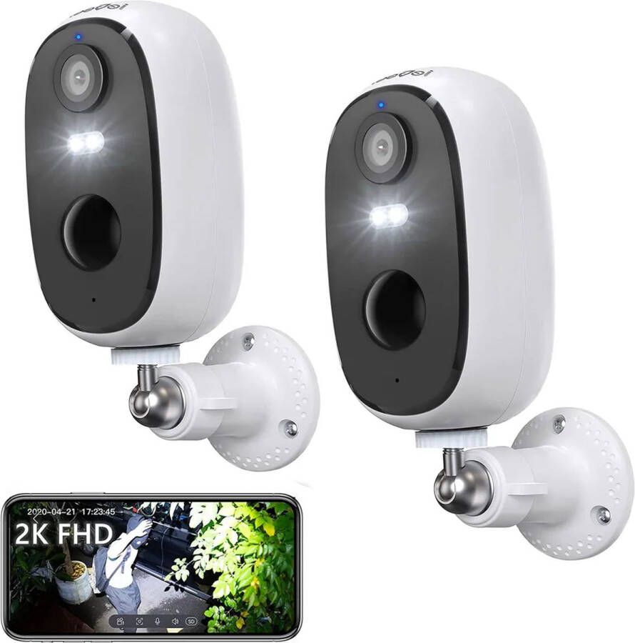 IeGEEK Beveiligingscamera oplaadbare batterij Buiten 2K Bewakingscamera WiFi Camera Beveiliging Nachtzicht 24 7 Opname Bewegingssensor Tweerichtingsaudio IP65 Waterdicht Lokale Cloud Opslag 2.4G