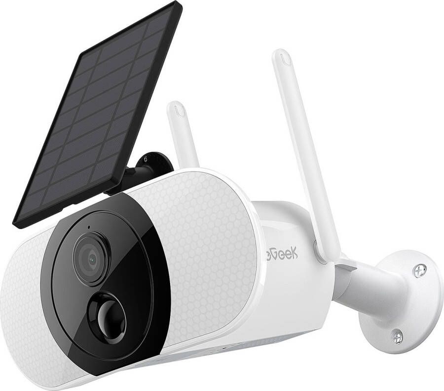 IeGEEK Draadloze WiFi Buitenbewakingscamera met zonnepaneel 13500mAh oplaadbare batterij 3MP IP-camera Tweewegs-audio Geluidsalarm AI-detectie Nachtzicht Afstandsbediening op meerdere apparaten