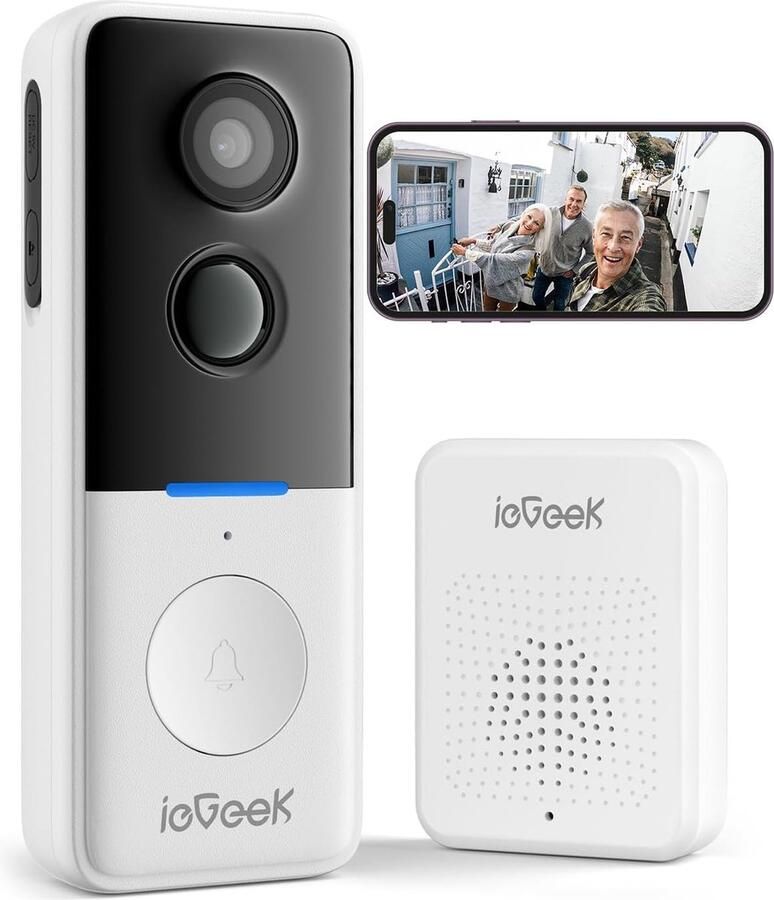 IeGEEK 1080P HD draadloze deurbel met camera draadloze videofoon met bel 2 4 GHz wifi PIR-bewegingsdetectie nachtzicht bidirectionele audio waterdicht voor buiten