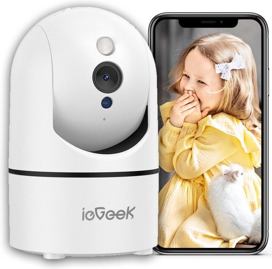 IeGEEK 2K Beveiligingscamera binnen Huisdiercamera met app Honden Camera baby monitor- bewegings sensor babyfoon met camera- 2.4GHz Wlan