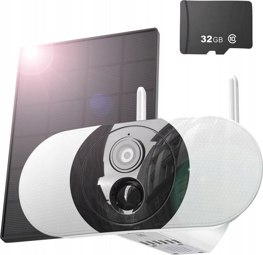 IeGEEK 2K Solar Beveiligingscamera Buiten met Kleuren Nachtzicht Draadloze CCTV Camerasystemen op Batterijen WiFi Buitencamera Beveiligingscamera Voor Thuis Geluidsalarm Bewegingsdetectie Spraakintercom met 64GB Kaart