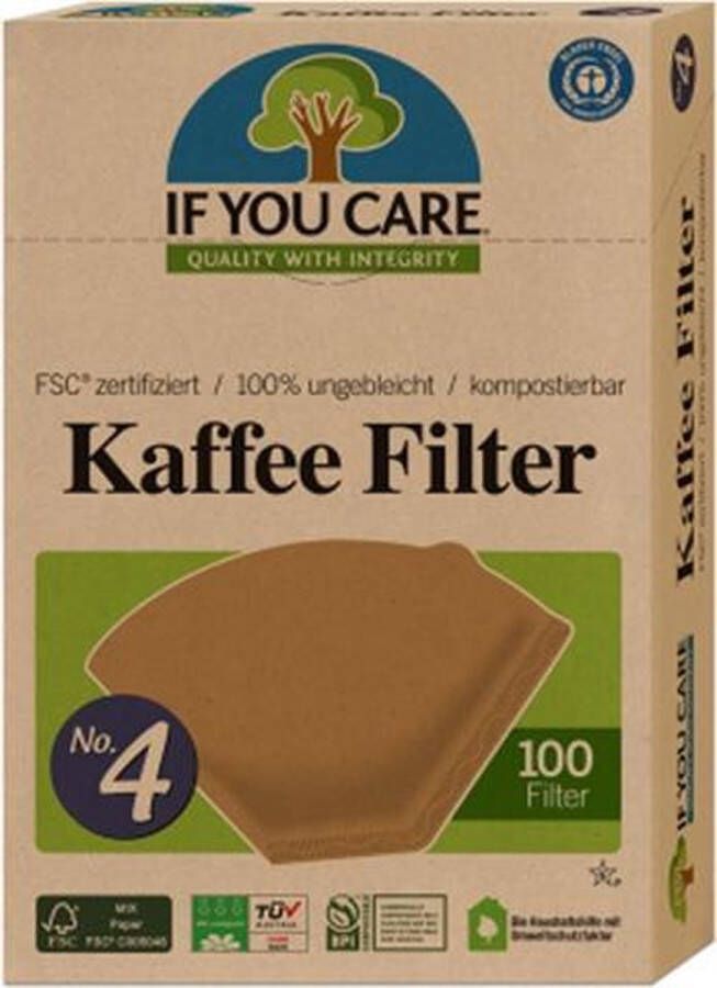 If you care Koffiefilters No. 4 FSC ongebleekt chlorine-vrij papier 100st