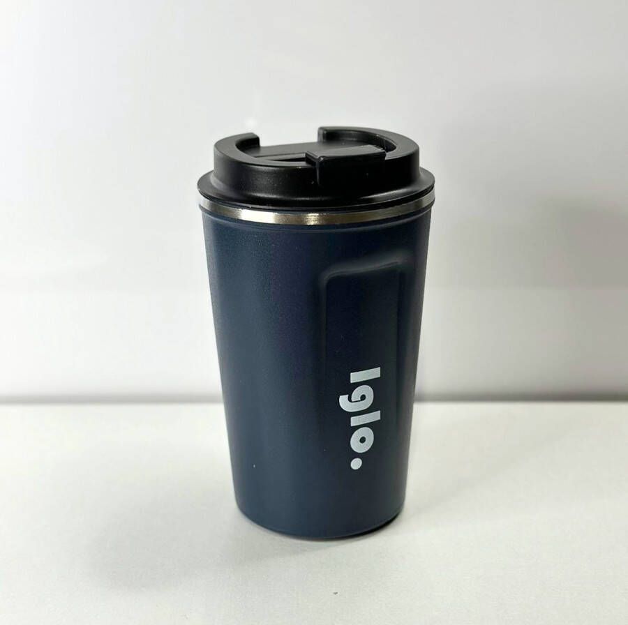 IGLO. RVS Koffiebeker To Go Thermosbeker koffiebeker onderweg Travel mug 380 ML Blauw