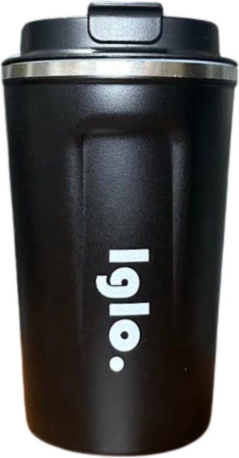 IGLO. RVS Koffiebeker To Go Thermosbeker koffiebeker onderweg Travel mug 380 ML Zwart