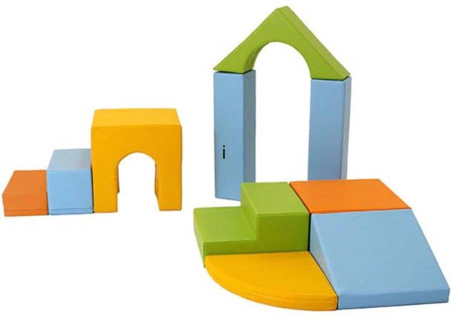 Iglu Multifunctionele foam speelset Creativity lichte kleuren foam blokken Soft Play met glijbaan