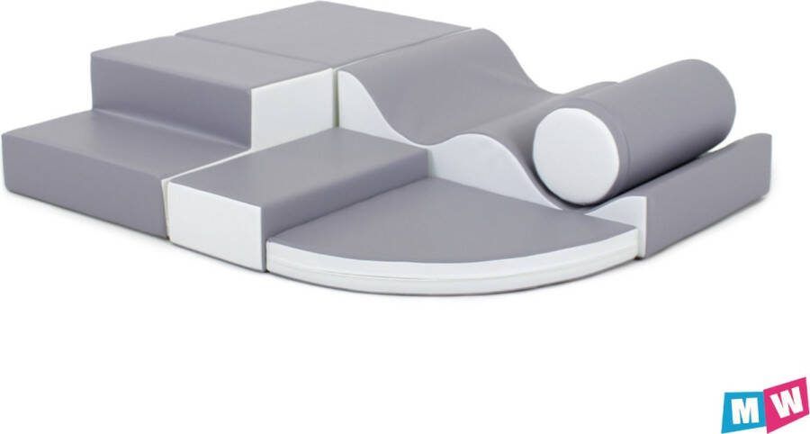 Iglu Soft Play set Explorer foam blokken 6 stuks grijs wit kleuren zachte bouwblokken voor kinderen