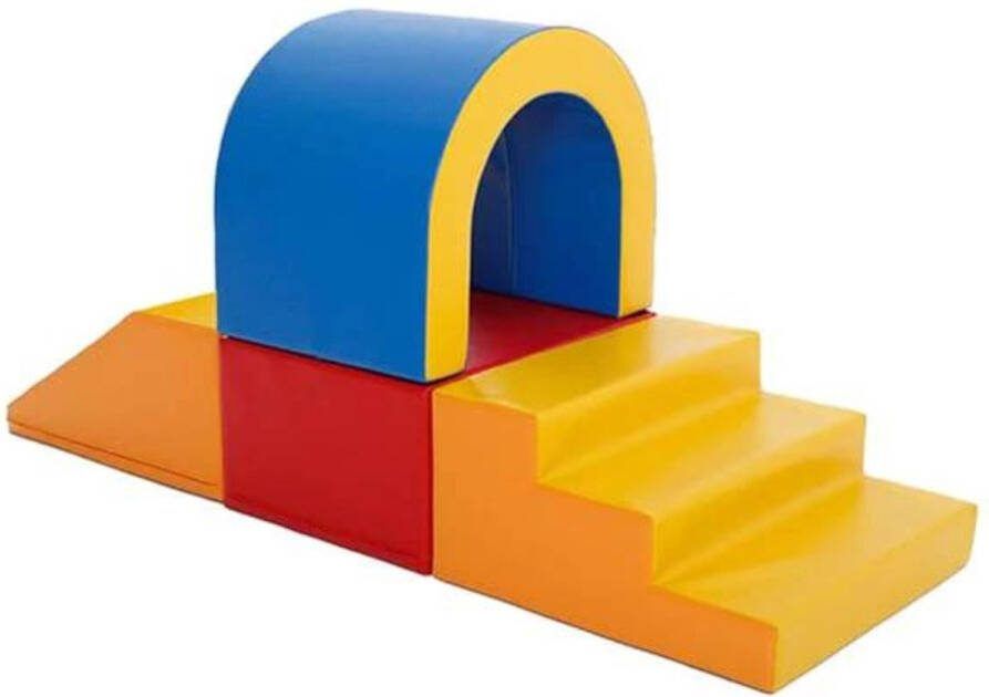 Iglu Soft Play speelset Tunnel multi color foam blokken set met trap en glijbaan