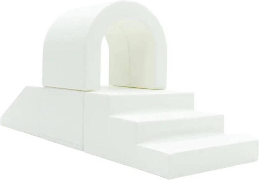Iglu Soft Play speelset Tunnel wit foam blokken set met trap en glijbaan
