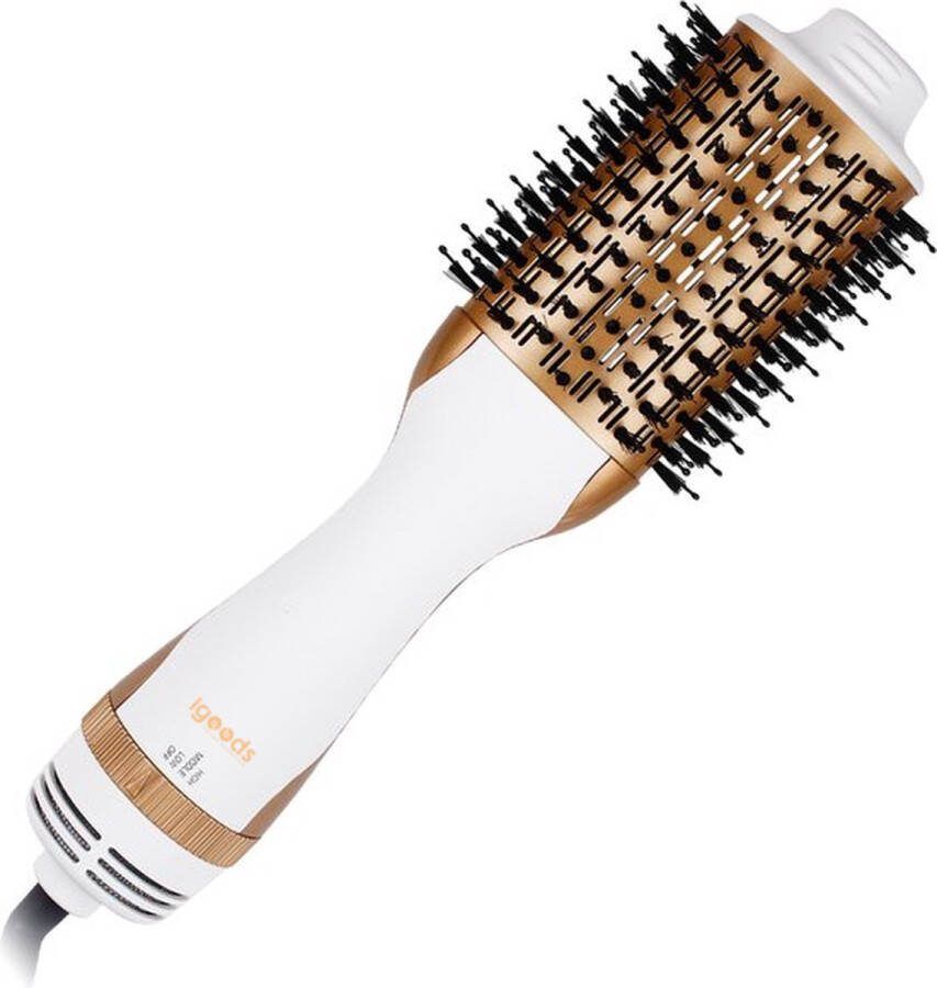Igoods 3-in-1 Föhnborstel Keramische Magic Brush Föhn Haarborstel Lang Kort Stijl Krullen Wit