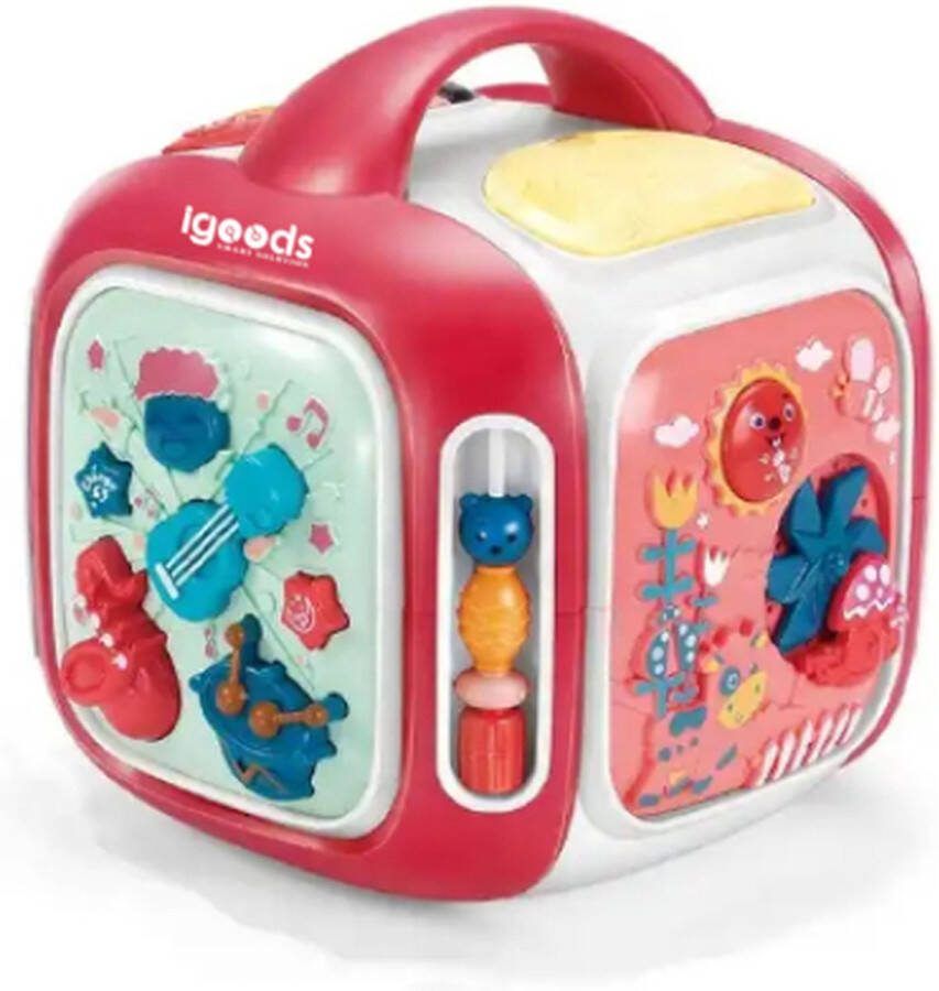 Igoods 6-in-1 Activiteiten Kubus Activity Center Baby Activity Center Baby Speelgoed Kinder Speelgoed Educatief Speelgoed-Baby Activiteiten Kubus Educatief Babyspeelgoed Roze