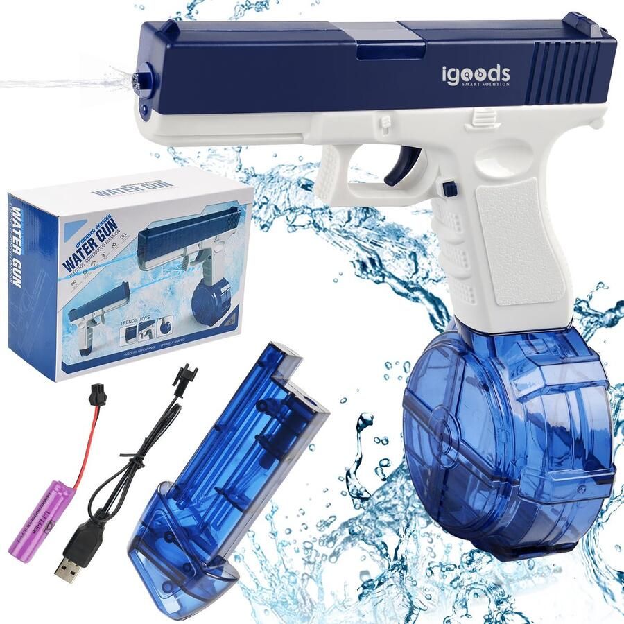 Igoods Waterpistool Automatische Waterpistool Watergun Elektrische waterpistool Lekvrij Hogedruk Blauw