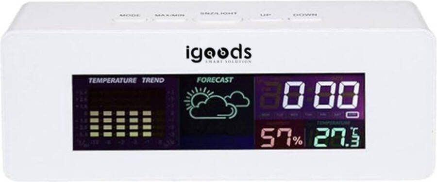 Igoods Weerstation met wekfunctie Alarm en snooze Min & Max temperatuur 12 24 uur systeem