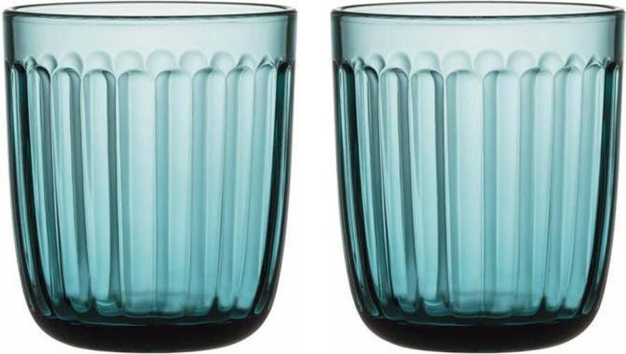 Iittala Raami Tumbler Glazen Set Waterglas Hoge Kwaliteit Glas Vaatwasbestendig Zeeblauw 26 cl 2 Stuks