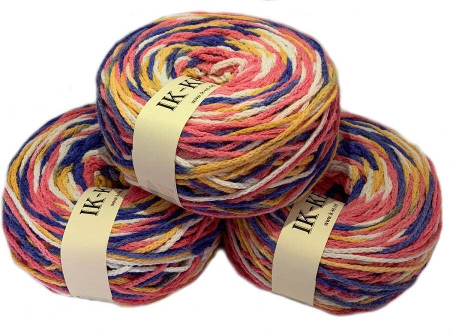 IK-KE patronen IK-KE Garen 50% acryl 50% polyamide Roze Blauw Oranje Wit 180m 150gr set van 3 bollen