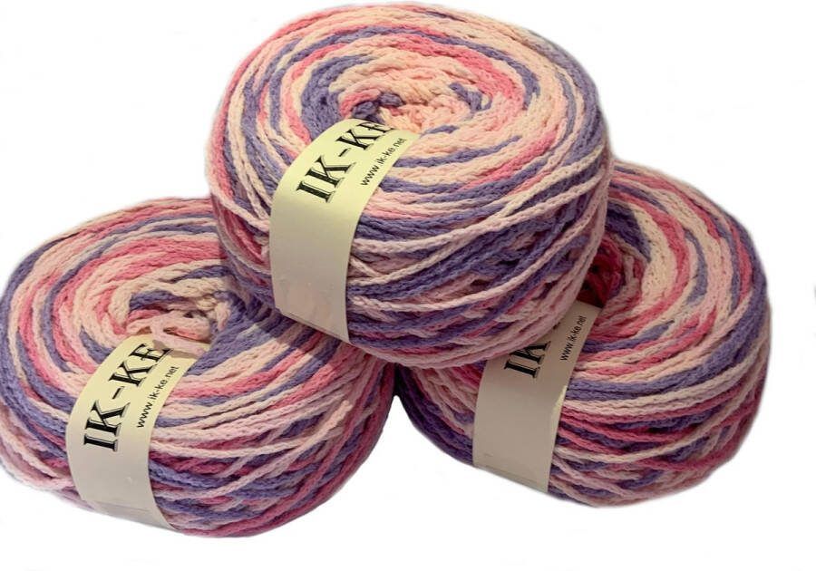 IK-KE patronen IK-KE Garen 50% acryl 50% polyamide Roze Paars Licht Roze 180m 150gr set van 3 bollen