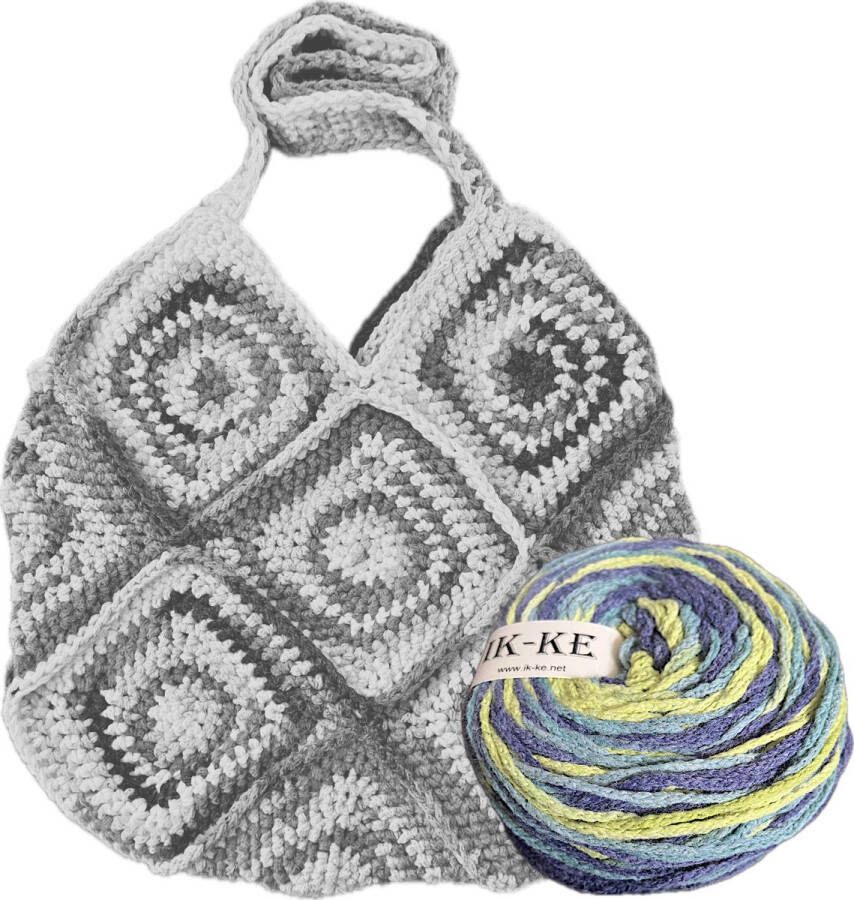 IK-KE patronen IK-KE Garen 50% acryl 50% polyamide Blauw Groen 180m 150gr set van 3 bollen