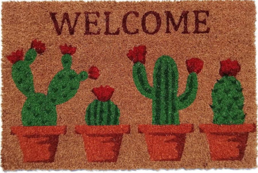 Ikado Kokosmat Welcome opdruk cactussen 40 x 60 cm