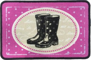 Ikado Set van 2 deurmatten roze met opdruk laarzen 50 x 80 cm