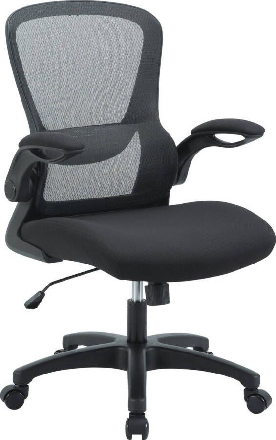 IKIDO Bureaustoel Ergonomische Bureaustoel met Armleuningen en Lendensteun Vergaderstoel Office Chair voor Volwassenen Kantoorstoel Zwart