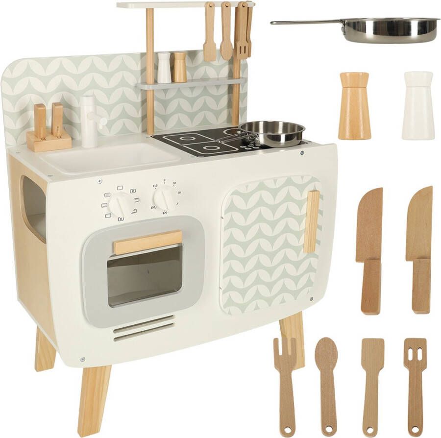 Ikonka Lulilo vintage retro speelkeuken met accessoires Speelgoed keuken met kookplaat wasbak en oven 58 x 72 7 x 29 2 cm