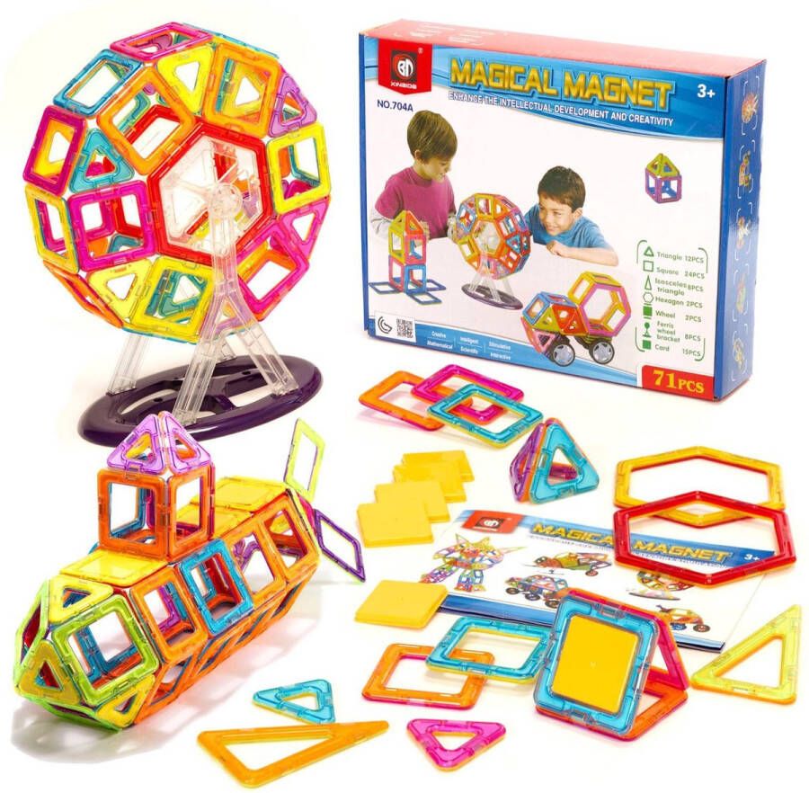Ikonka Magnetic Toys magnetische bouwblokken Magnetisch speelgoed 71 onderdelen Vanaf 3 jaar