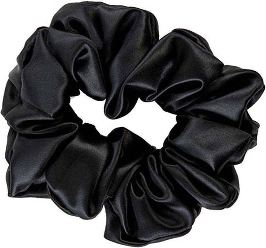 Ilks Silk Scrunchie Groot Zwart